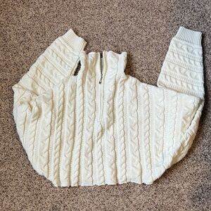 SHEIN Cream Cable Knit Turtleneck Sweater